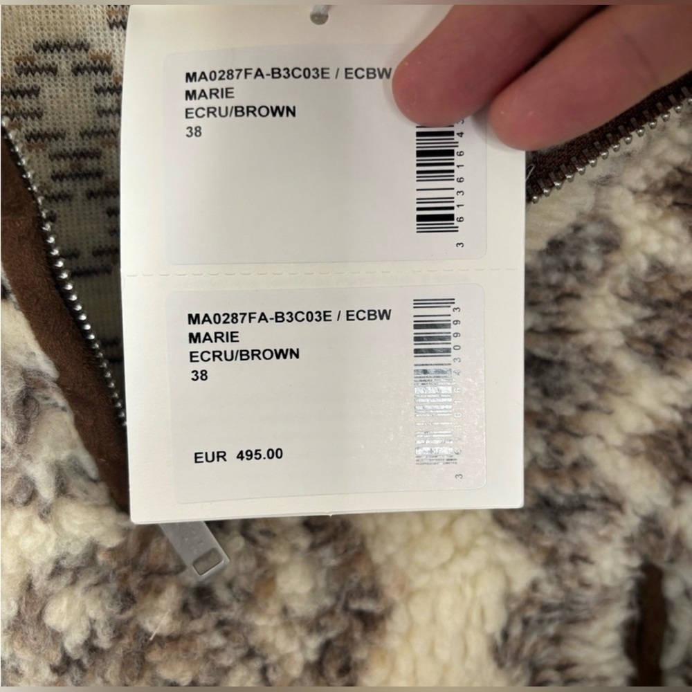 NWT Isabel Marant Cream and Brown Patterned Sherpa Half-Zip Pullover - Picture 2 of 4